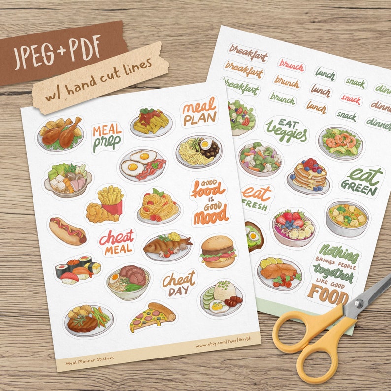 Digital Food Stickers for Goodnotes Daily Planner Bullet Etsy