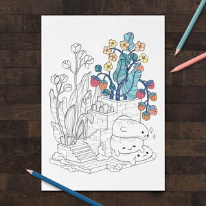 Printable Kawaii Coloring Page, Cute Coloring Page, Instant Download Coloring Sheet