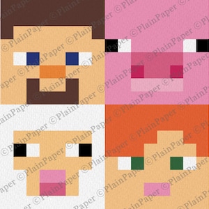 Minecraft face SVG, Minecraft bundle, Maiale, Pecora, Pollo, Alex, Steve, Enderman, TNT Png, Eps