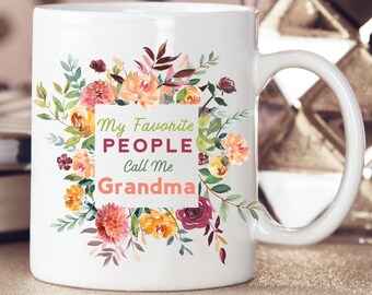Personalized Grandma Coffee Mug – Floral Ceramic Gift