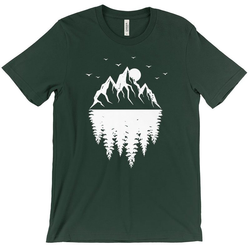 Pine Tree Mountain Shirt Forest Shirt Hiking Shirt Camping Etsy