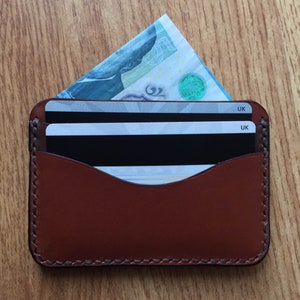 Cartera hecha a mano de cuero genuino - Titular de la tarjeta de crédito - Minimalista Slim Rustic Veg Chrome Tan Hide