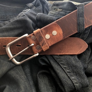Leather Belt - Vintage Brown or Black - Handcrafted 100% Full Grain - Made in UK Gift for him, boyfriend or Dad