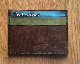 Genuine Leather Handmade Wallet - Dyed | Credit Card Holder | Minimalist Slim Rustic Veg Vegetable Tan Hide | UK Made