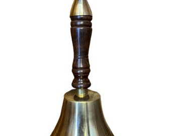 19 cm School Bell last order dinner Hand Bell Reception Brass Bell with Wooden Handle Small