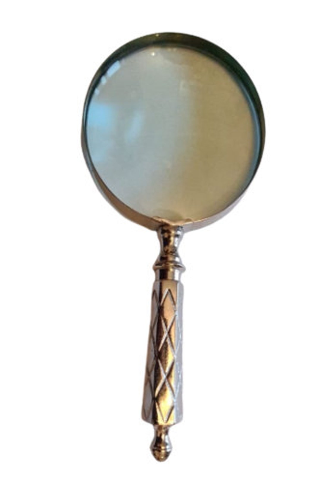 Vintage Magnifying Glass Sliver Plated With Hexagonal Design Item Dia 4