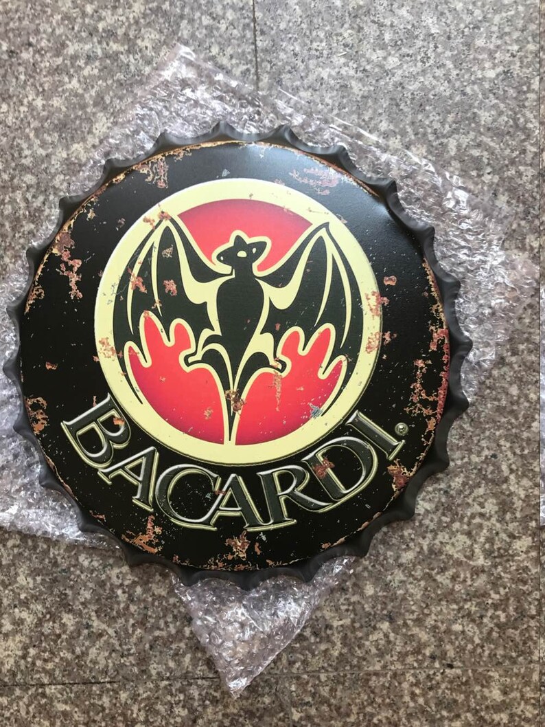 Wall Art/sign Bacardi Retro/vintage Tin Metal 35cm Bottle Top Etsy