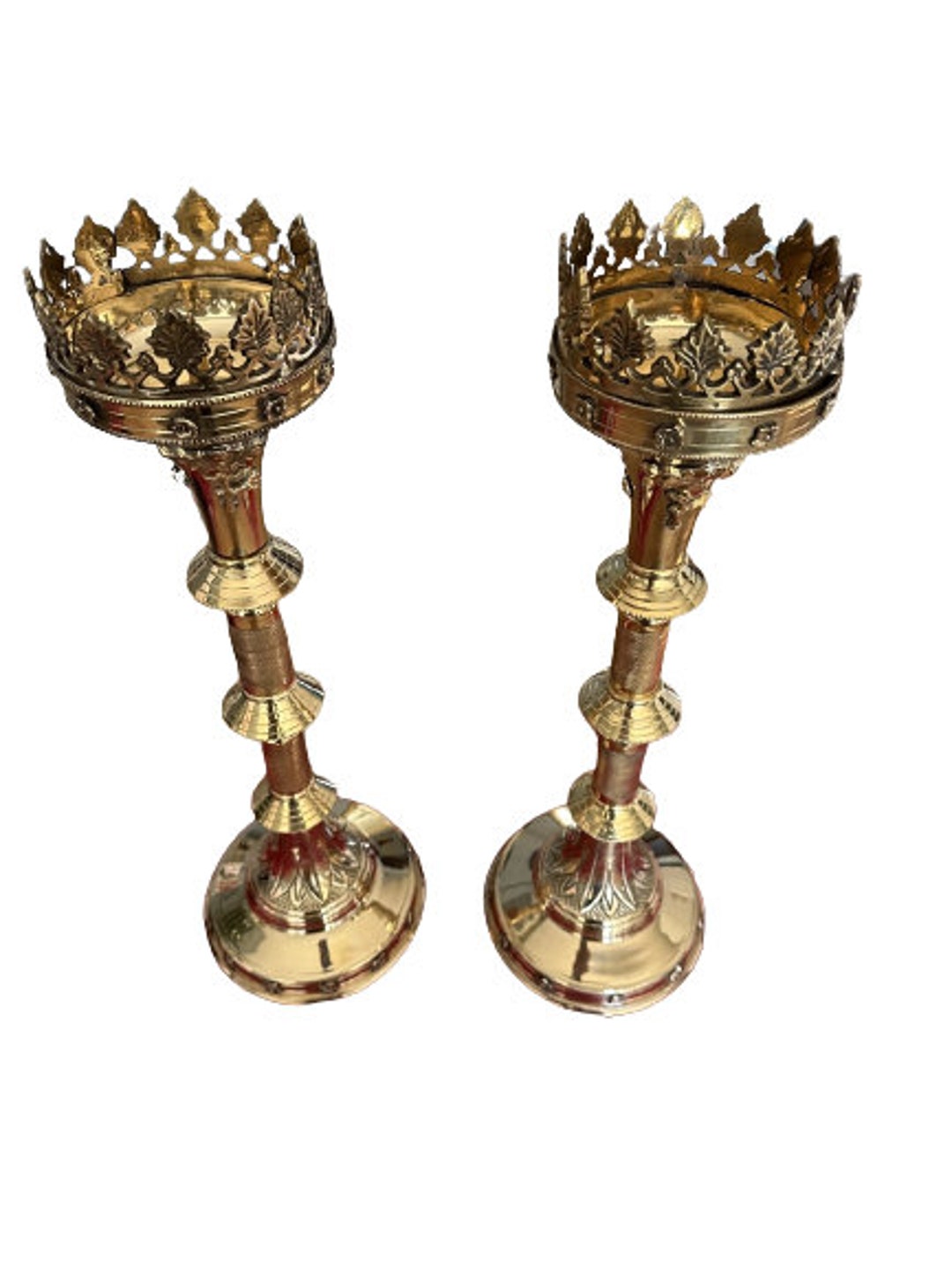 Set of 2 X 19 Inch Gothic Candle Holder Brass Etsy UK