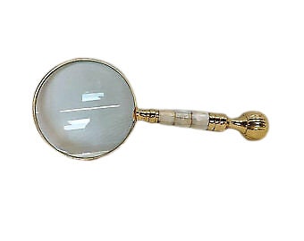 Nautical Magnifying Glass Dia 4" Office Brass  & Mother Of Pearl