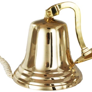 thumbnail image 2 of 3 Polished Chrome Victorian Style Ship's Bell – Vintage Wall Bell For Pub, School, Or Door (Modern Reproduction, Brass) 2 of 6