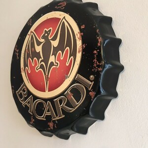 Wandkunst/Schild Bacardi Retro/Vintage Blech Metall 30 Cm Flasche Top