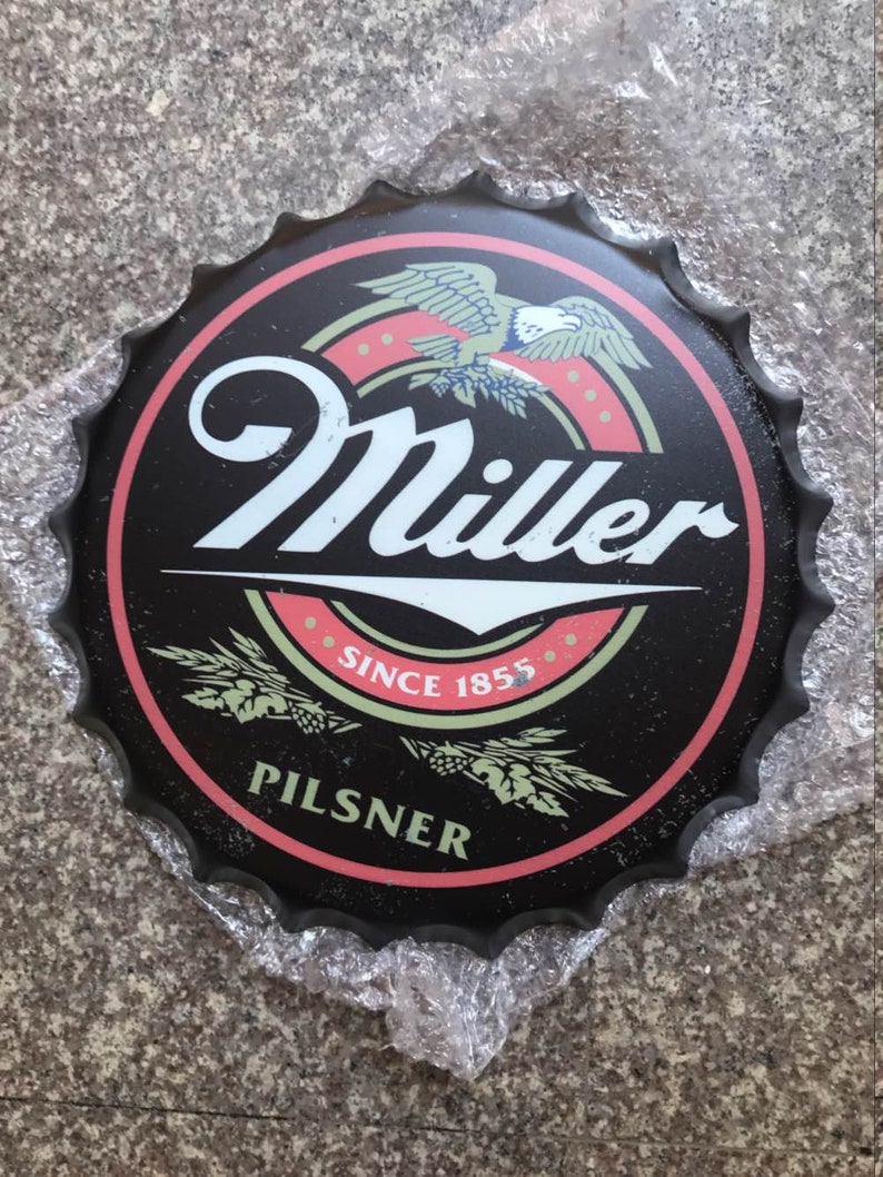 Wall Art/sign Miller Retro/vintage Tin Metal 35cm Bottle Top Etsy
