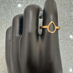 TEAR DROP  Stainless Steel gold ring, Unisex, Men ,Women, Vatious Sizes