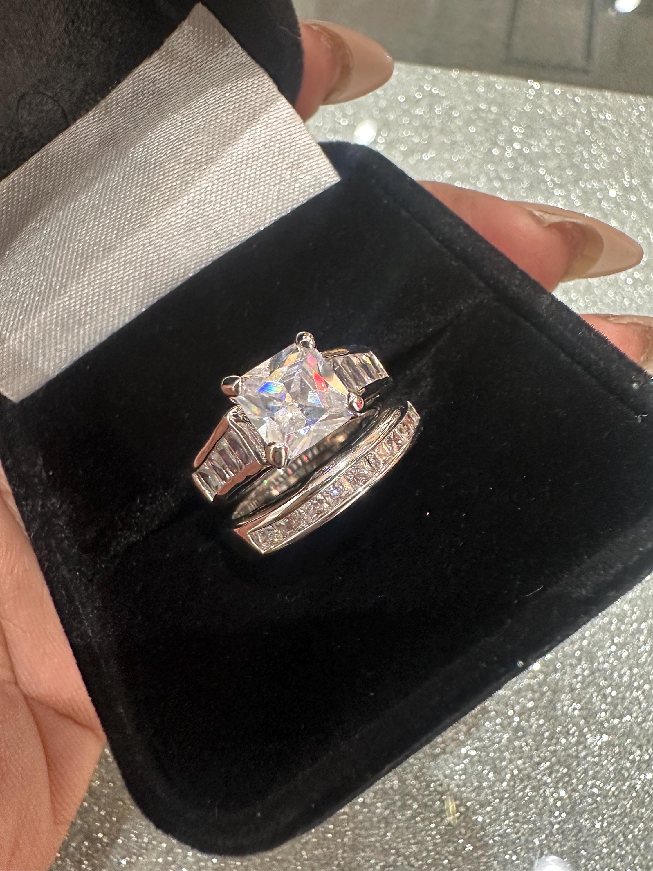 Cubic Zirconia 925 Sterling Silver Wedding Ring Set - Etsy