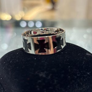 Amazing Maltese Cross Silver and Black Spinning Ring for Unisex
