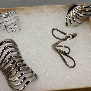 Tricolor Stainless Steel tribal indian Wave Rings, 925 Sterling Silver Tribal Designs