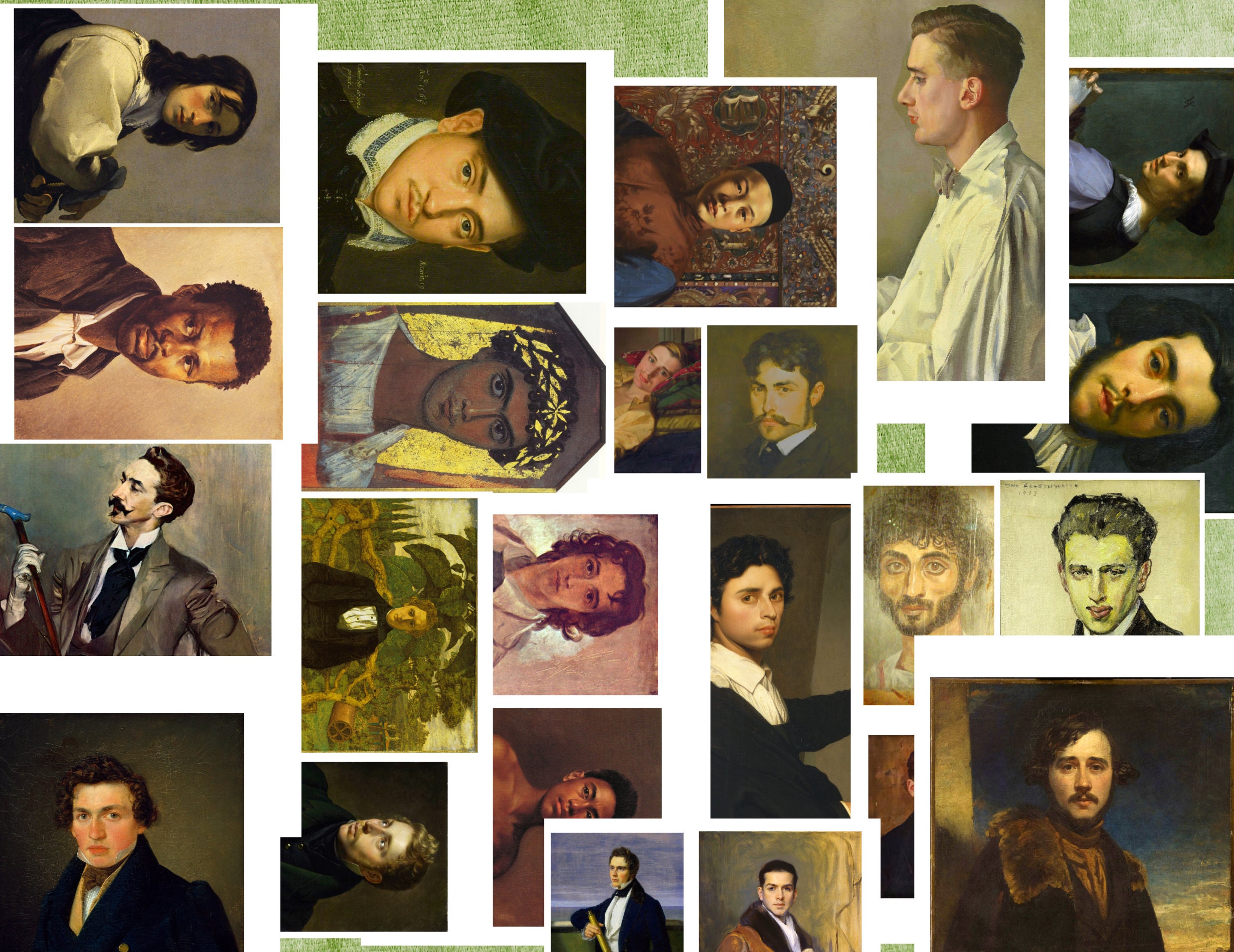 Vintage Paintings of Young Men Collage Kit Junk Journal Scrapbooking