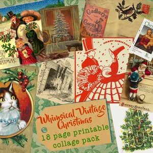 Whimsical Vintage Victorian Christmas Image Pack and Ephemera for Collages Junk Journaling Card Making Crafts Holidays Winter Cute 18 Pages