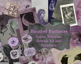 Gothic Junk Journal Kit and Ephemera | Digital Download | Grimoire Gothic Occult Vintage Victorian Book of Shadows Witchy Junk Journal Kit