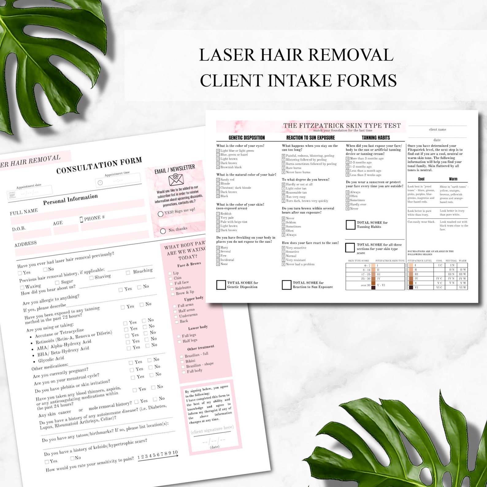 Laser Hair Removal Forms Printable Esthetician Forms Beauty Etsy