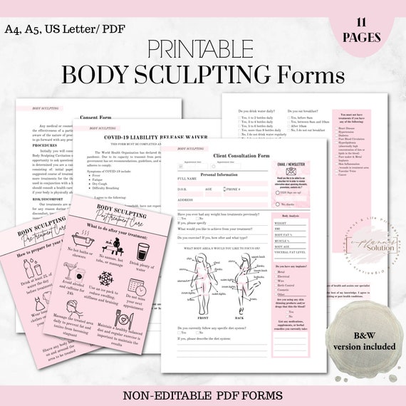 Body Sculpting Printable Forms Body Contouring Consultation Etsy Canada