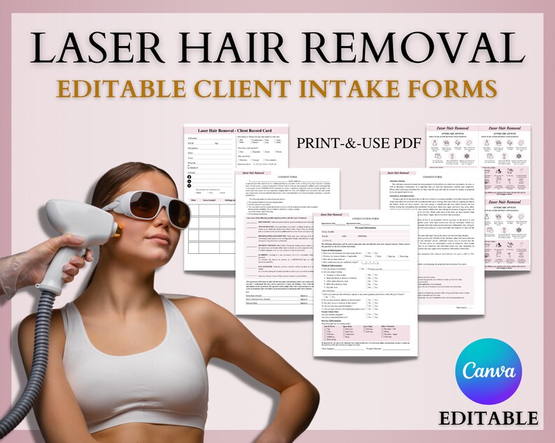 Laser Hair Removal Client Intake Forms Editable Consultation Etsy