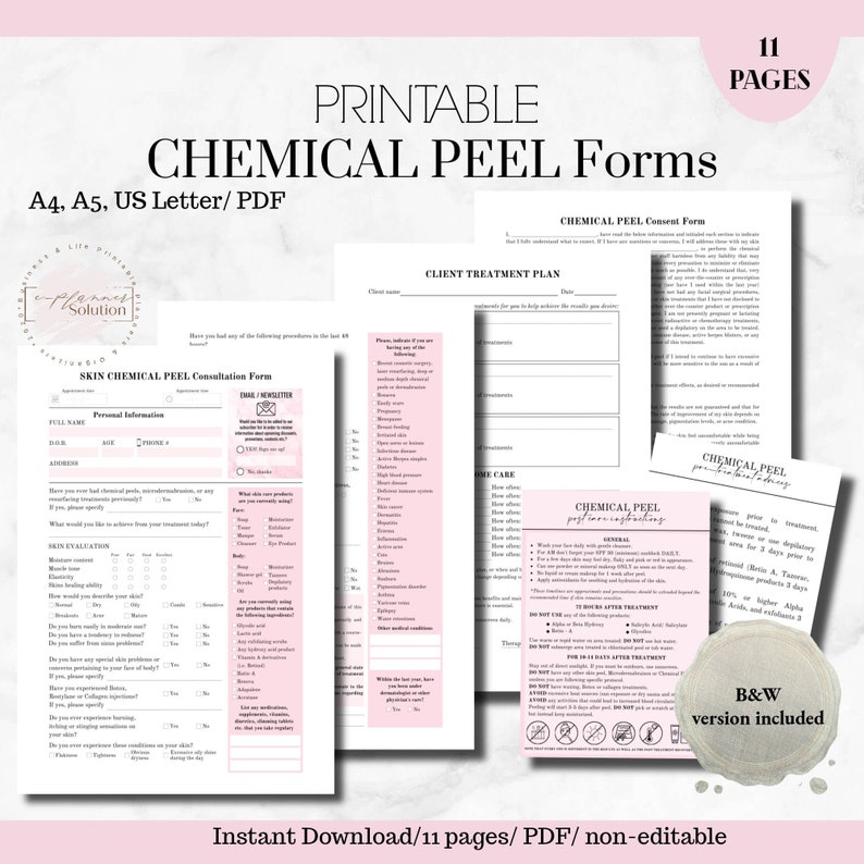 Chemical Peel Printable Forms Esthetician Consultation Form - Etsy Ireland