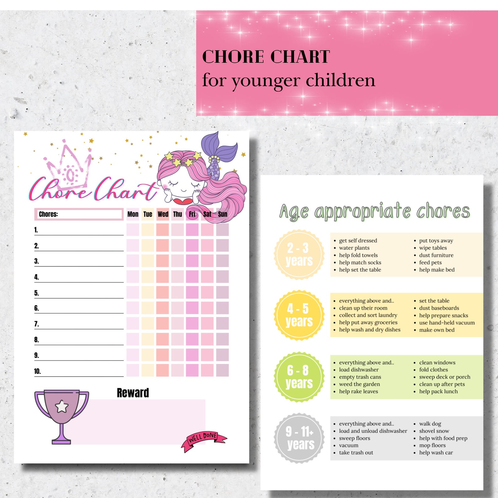 Chore Chart Printable for Girls Kids Chores Chore Chart by - Etsy