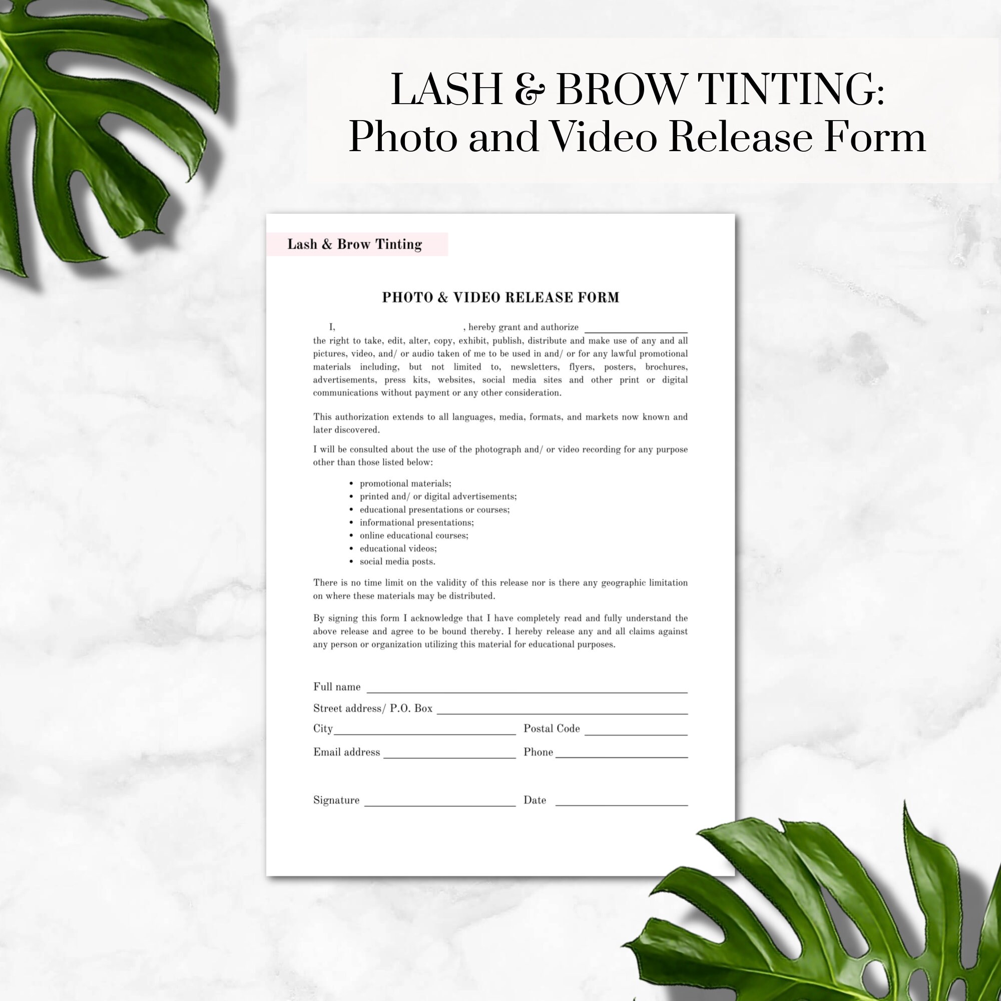 Lash and Brow Tinting Forms Printable Tinting Consent Form Etsy Australia