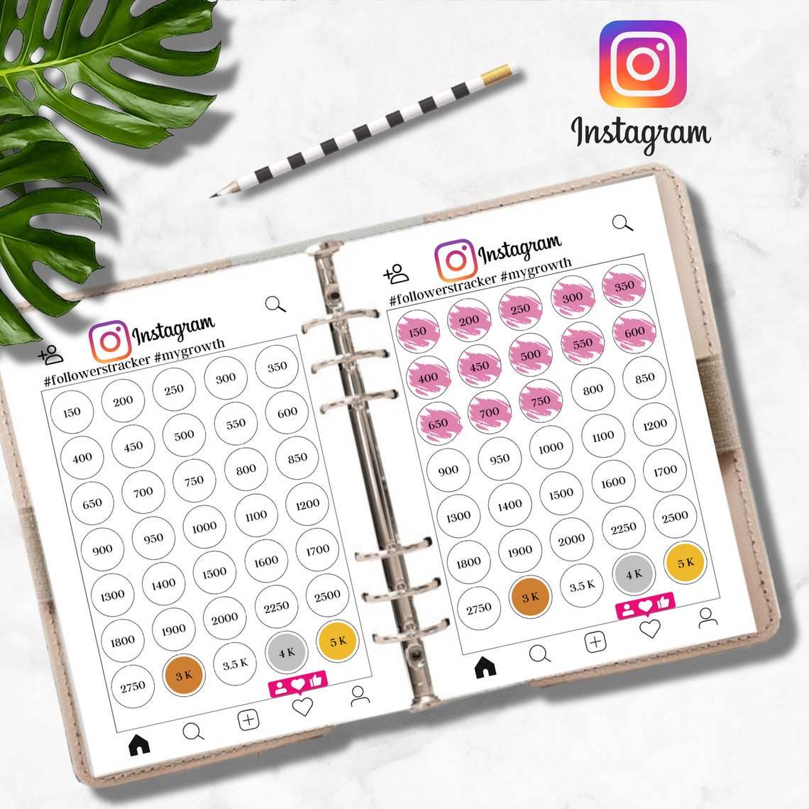 Instagram Facebook Followers Tracker Printable Twitter | Etsy