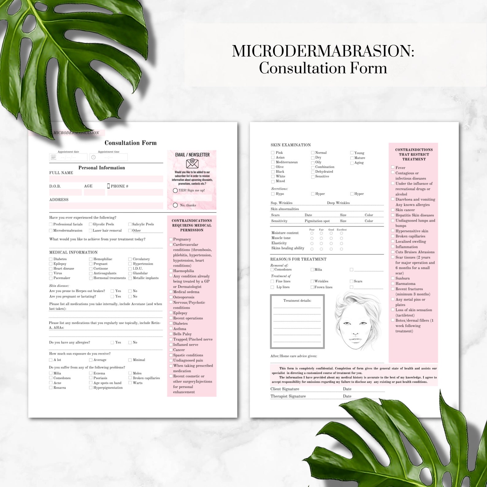 Microdermabrasion Printable Forms Esthetician Forms Facial - Etsy