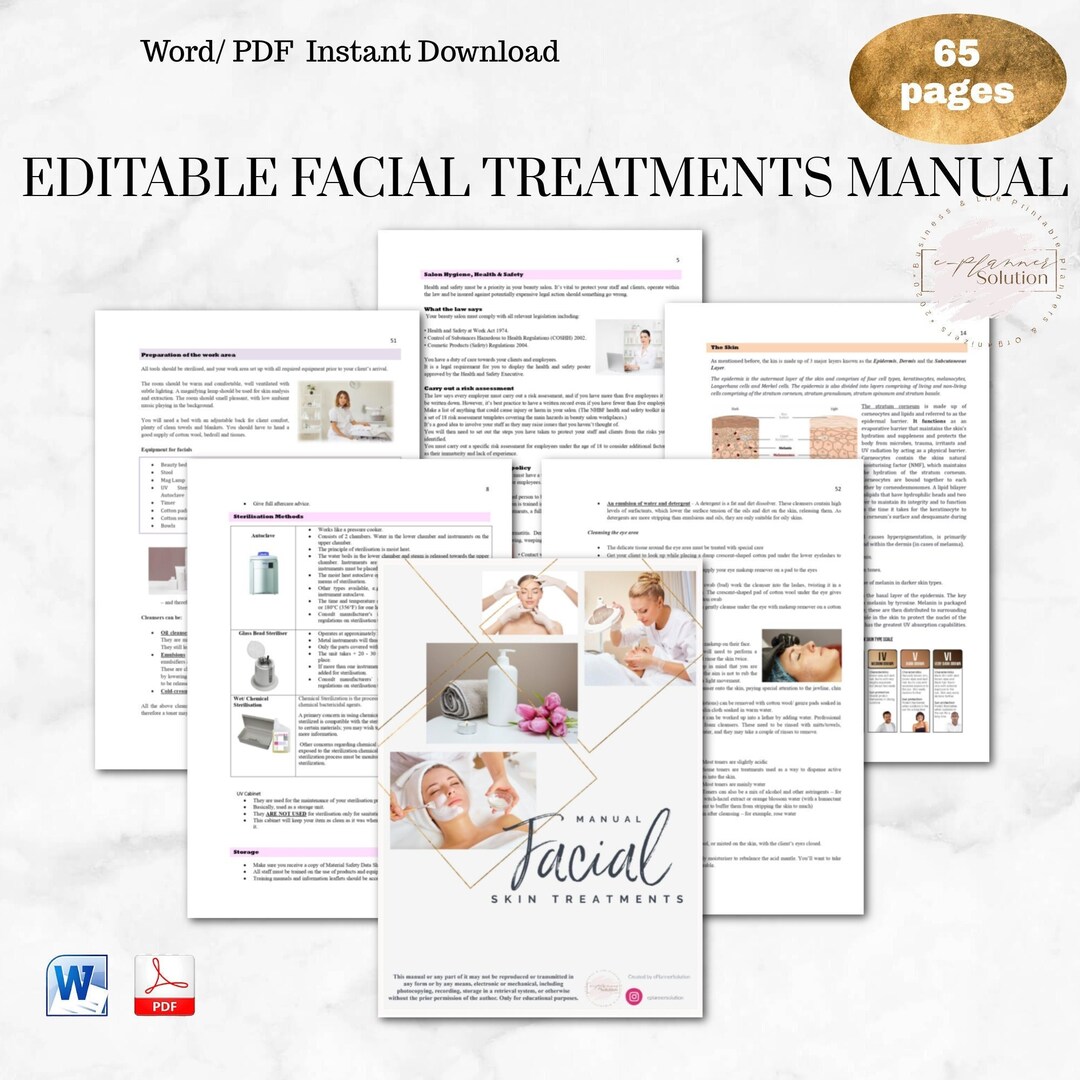 Facial Manual Editable Training Manual Facial Treatments - Etsy