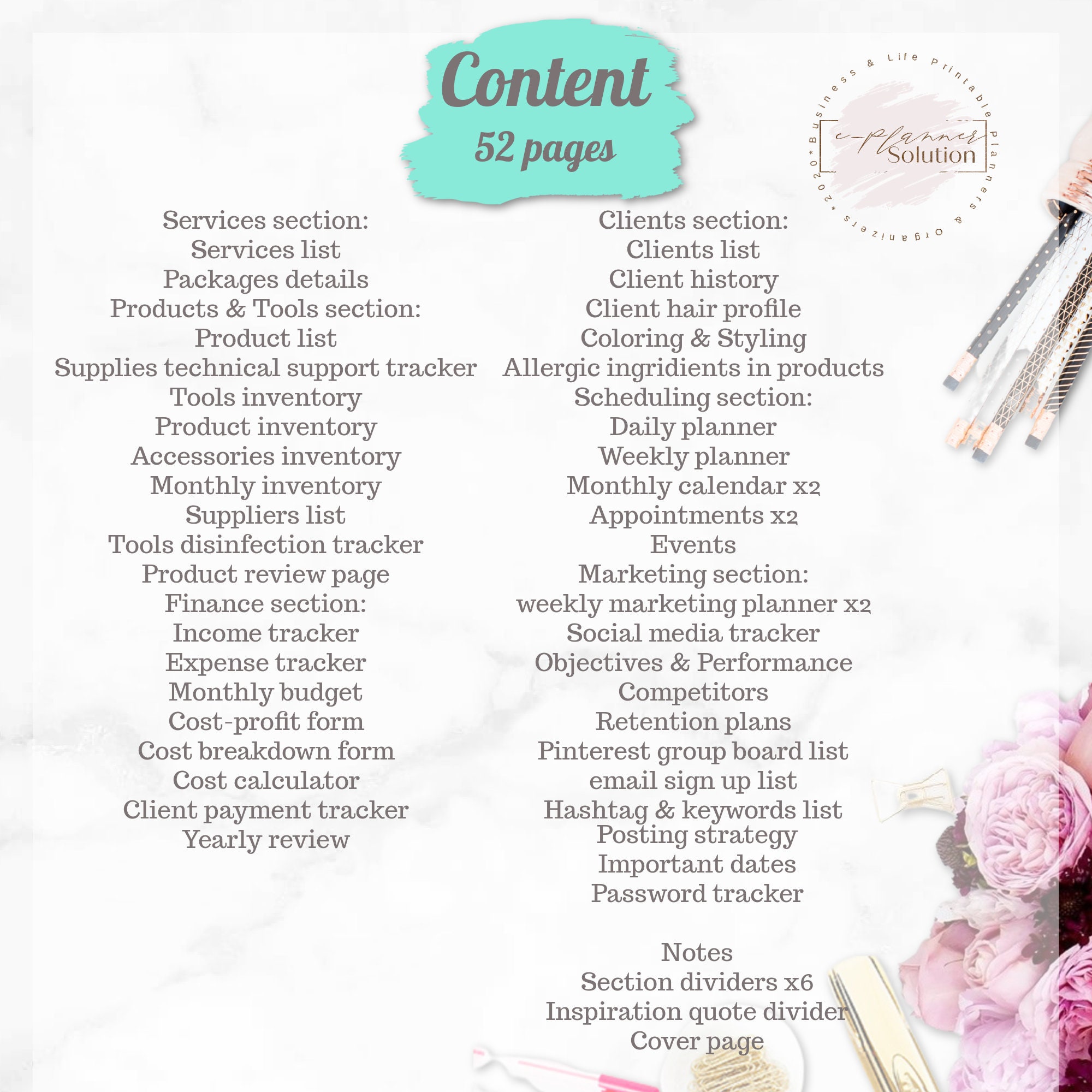 Hair Stylist Business Planner Printable Hairdresser Etsy