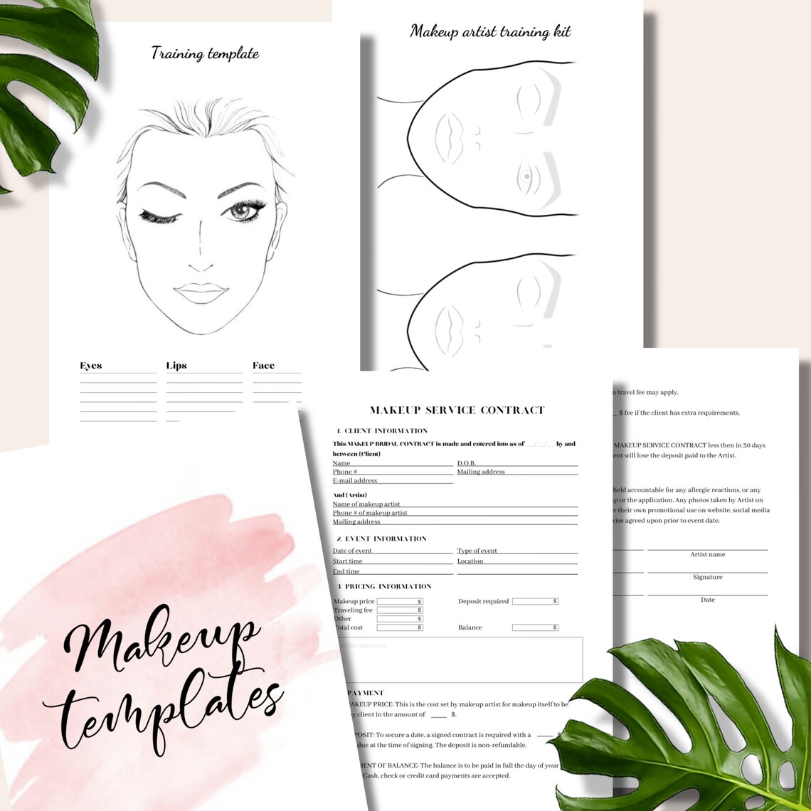 Makeup Artist Business Planner Printable Makeup Template Etsy