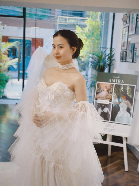 mermaid wedding dresses with feather bottom LaDivine C57W Embellished Mermaid Feather Bridal Gown