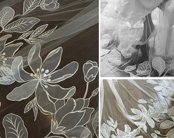 HV9/Embroidery Floral Veil/ Bridal Wedding veil/Custom Veil/Flower Veil/Romatic Wedding Veil/Bridal Gift