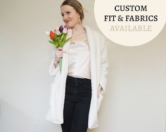 Soft Sherpa Cardigan, Women's Sherpa Jacket, Oversized Pocketed Jacket, Fall Jacket, Soft Furry Spring Coat, Custom Jacket, Gifts for Women