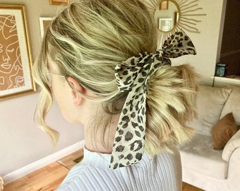 Cheetah Hair Scarf, Headband Scarf, Women's Printed Head Scarf, Purse Scarf, Wear 5 Ways Scarf,Flowy Headband, Gifts for Her, Accessories