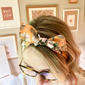 Floral Hair Scarf, Headband Scarf, Yellow Rose, Chiffon Head Scarf, Purse Scarf,Wear 5 Ways Scarf,Flowy Headband, Gifts for Her, Accessories image 3