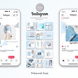 Sky Blue Instagram Feed Templates 27 Canva Templates for | Etsy