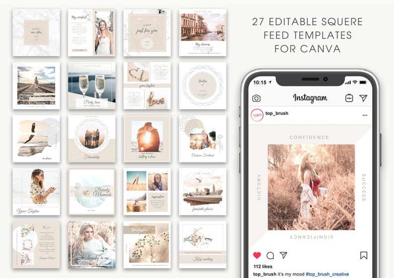 Golden Instagram Feed Templates 27 Canva Templates for | Etsy