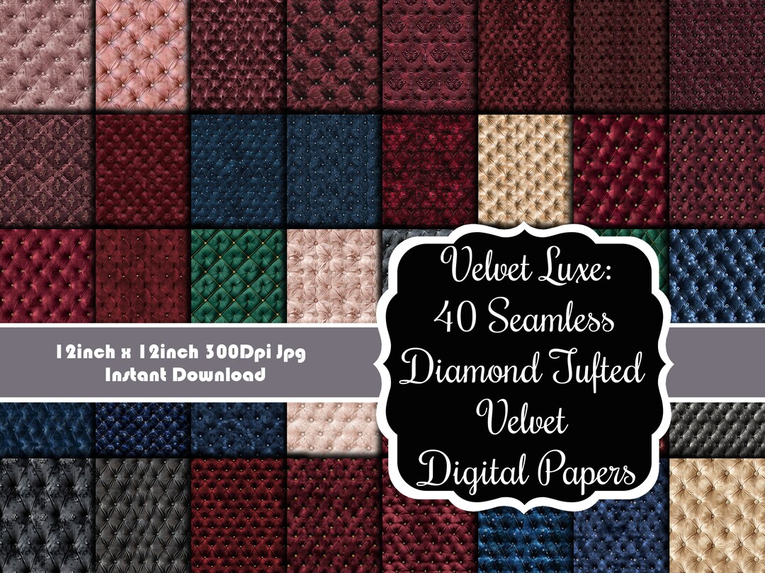 Velvet Luxe: 40 Seamless Diamond Tufted Velvet Digital Papers Set - Etsy