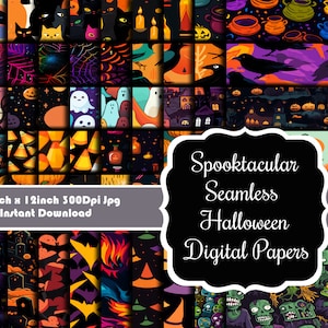 Spooktacular Spectrum: 60 Seamless & Vibrant Halloween Digital Papers