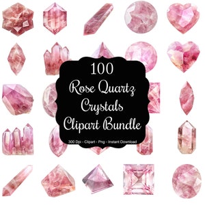 Blush Harmony: 100 rozenkwartskristallen clipartbundel