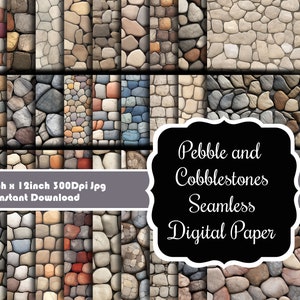 Stony Pathways : 30 papiers numériques sans couture à motifs de galets et de galets - Des terrains intemporels pour les entreprises artistiques