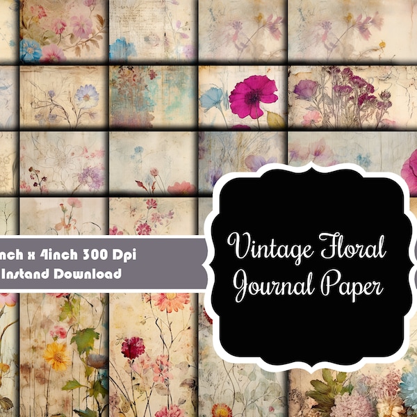 Vintage Floral Journal Papers - 20 Elegant, Timeless Designs for Delicate Creations