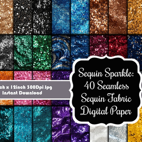 Sequin Sparkle: 40 Seamless Sequin Fabric Digital Paper Collection