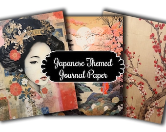 Elegant Japanese-Themed Digital Journal Papers - 50 Unique Designs - Immerse Your Creativity in the Land of the Rising Sun