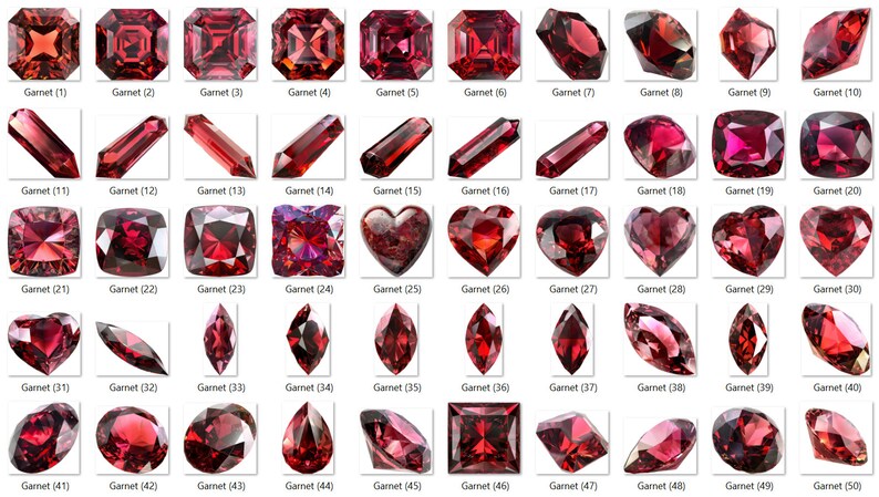 Fiery Gems: 100 Garnet Crystals Clipart Bundle - Etsy