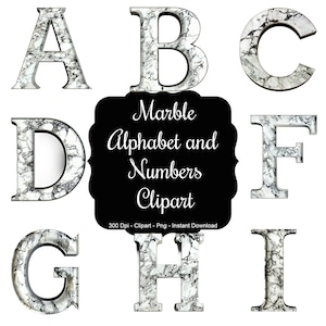 Élégance marbrée : ensemble de lettres et chiffres en marbre de l'alphabet